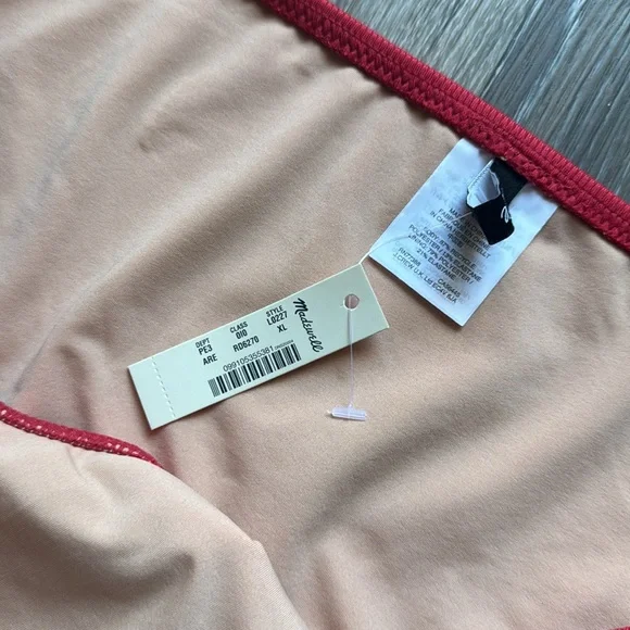 Madewell Red Pink Ribbed Bikini Bottoms Classic Swim Suit XL - Picture 3 of 7